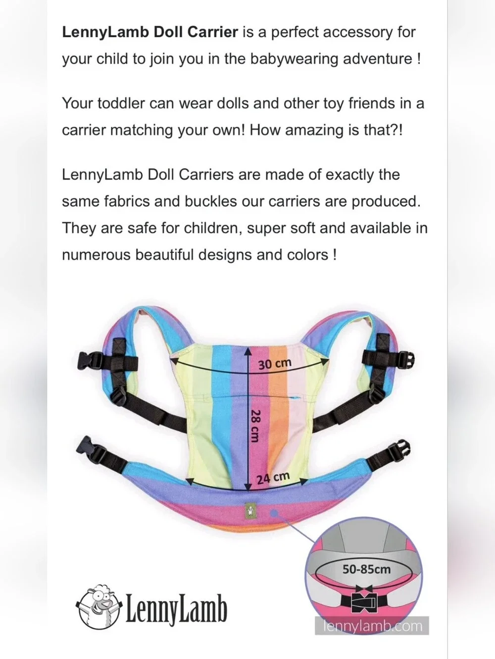 Lenny Lamb Doll Carrier Rainbow Soft Cotton LennyLamb